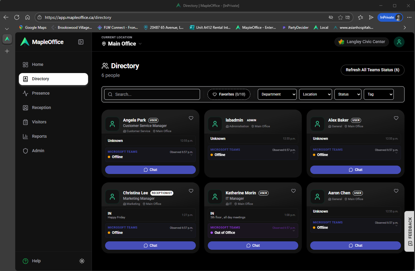 Receptionist Copilot - Main Interface